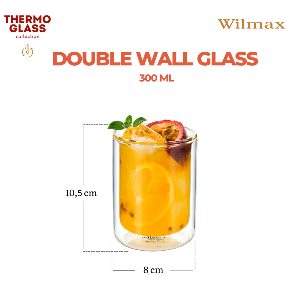 Wilmax Doppelwandiges Glas 300 ml 6er-Set Transparent