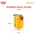 Wilmax Doppelwandiges Glas 300 ml 6er-Set Transparent