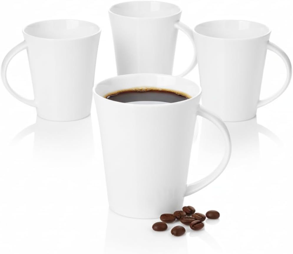Wilmax Tasse 380 ml 4er-Set Weiß aus Porzellan