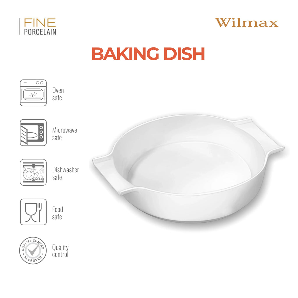 Wilmax Auflaufform mit Griffen 650 ml Weiß aus Porzellan