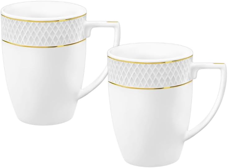 Wilmax Becher 320 ml 2er-Set Weiß mit goldfarbenem Dekor aus Porzellan