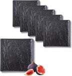 Wilmax Quadratische Servierplatte 17 × 17 cm 6er-Set Schwarz aus Porzellan