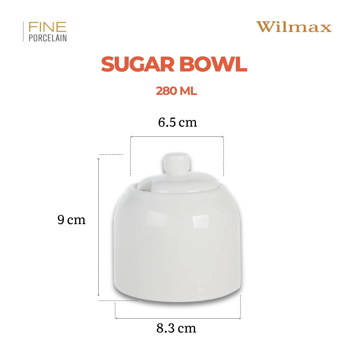 Wilmax Zuckerdose 280 ml Weiß aus Porzellan