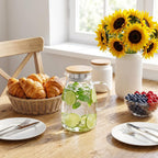 Wilmax Krug 1900 ml mit Bambusdeckel Transparent aus Thermoglas