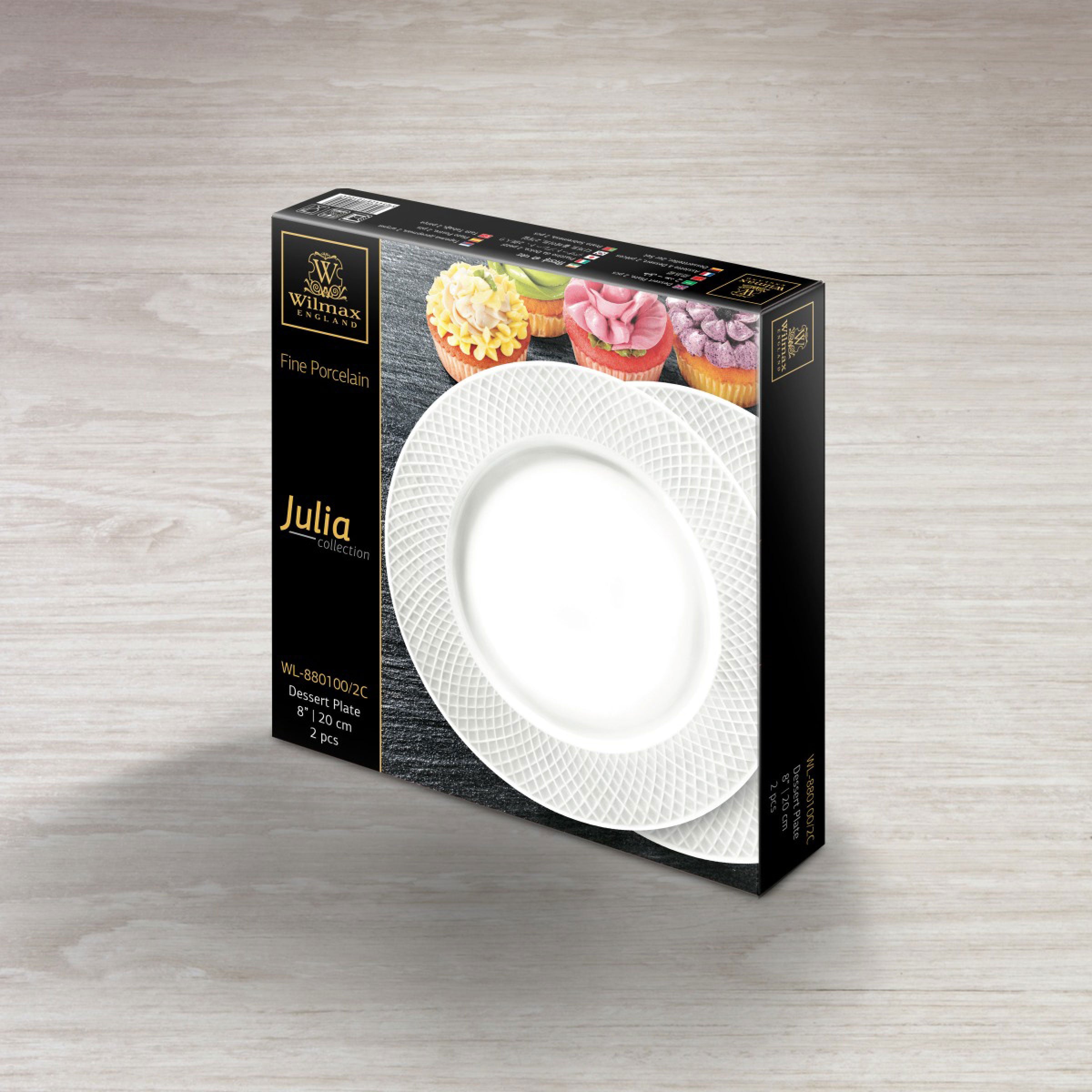 Wilmax Dessertteller 20 cm Weiß Porzellan 2er Set WL-880100/2C