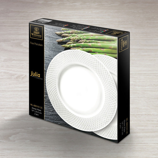 Wilmax Speiseteller 25,5 cm Weiß Porzellan 6er Set WL-880101/6C