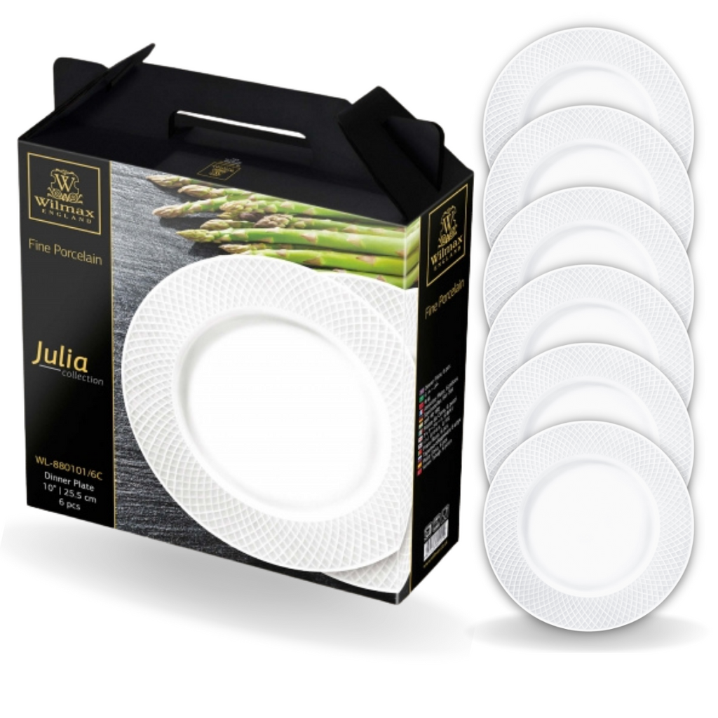 Wilmax Speiseteller 25,5 cm Weiß Porzellan 6er Set WL-880101/6C