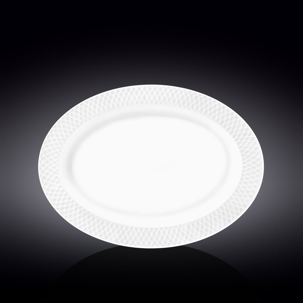 Wilmax Servierplatte oval 35x25 cm Weiß Porzellan Diamond WL-880101117/A