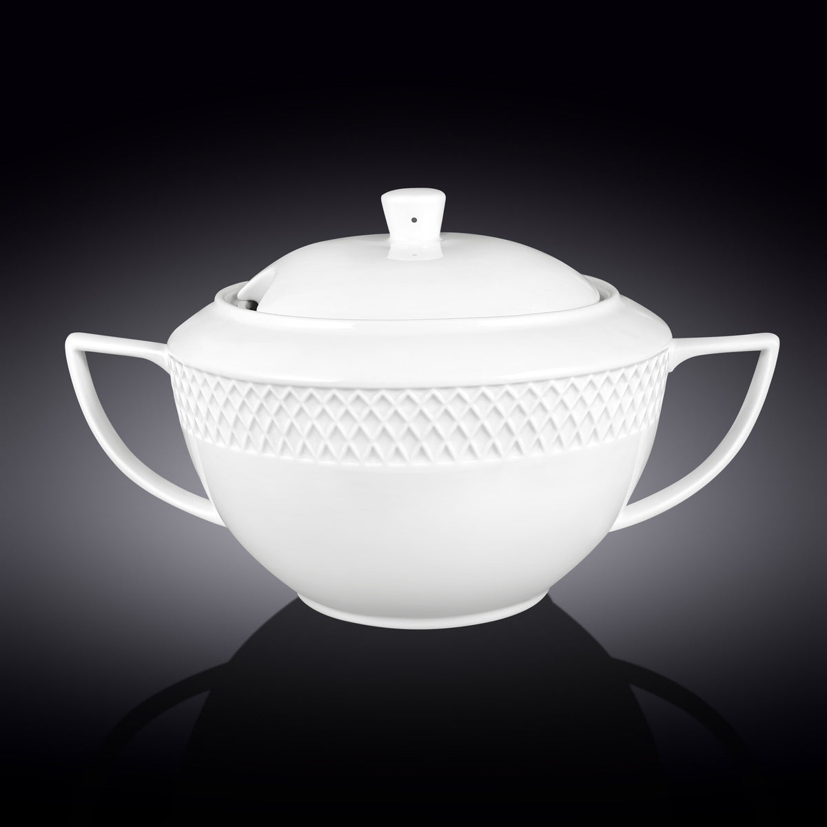 Wilmax Suppenterrine mit Deckel 2800 ml aus Porzellan, oval, weiß, WL-880101511/A