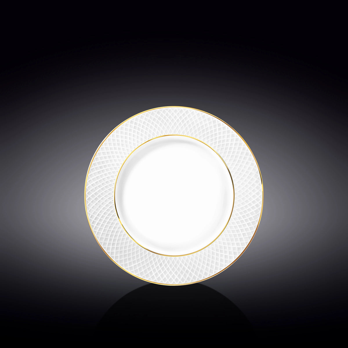 Wilmax Dessertteller mit Goldlinien, flacher Rand, 20 cm, WL-880102102/A