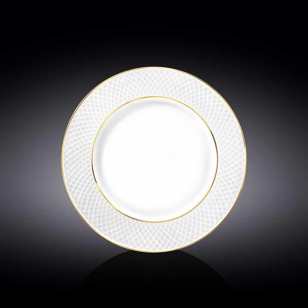 Wilmax Speiseteller 25,5 cm Weiß Porzellan mit Goldlinien WL-880102104/A