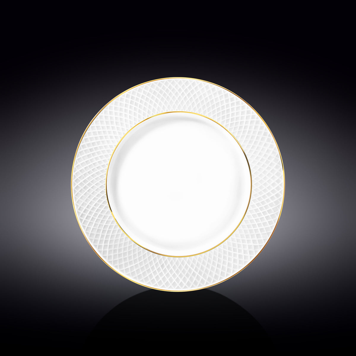 Wilmax Flacher Speiseteller mit Goldlinien, 25,5 cm, Porzellan, WL-880102104/A