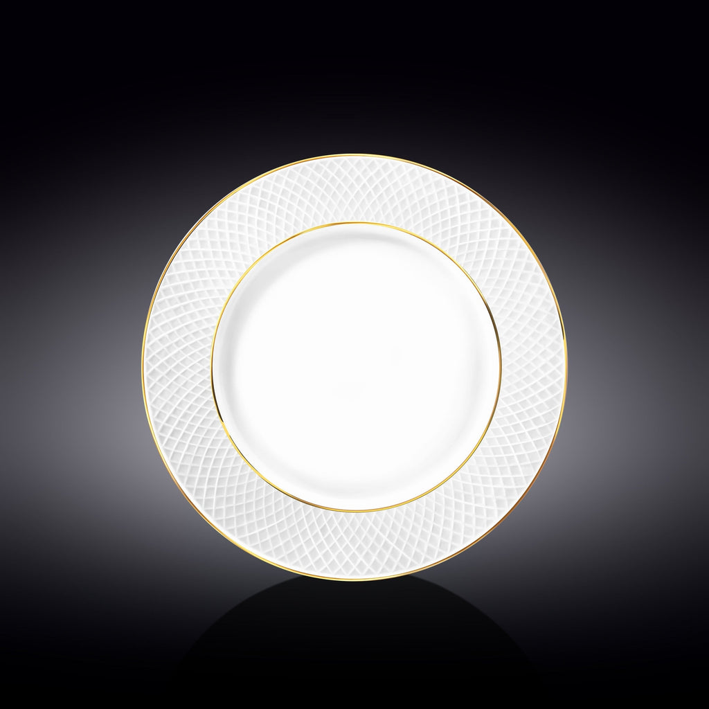Wilmax Speiseteller 25,5 cm Weiß mit Goldlinien aus Porzellan