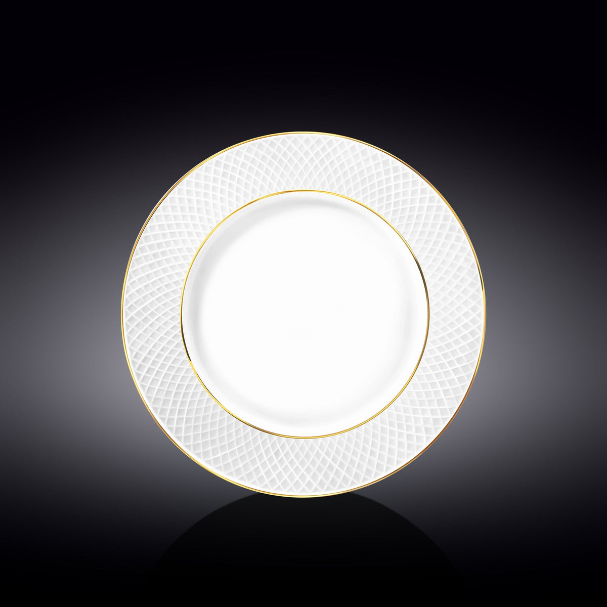 Wilmax Speiseteller 25,5 cm Weiß mit Goldlinien aus Porzellan