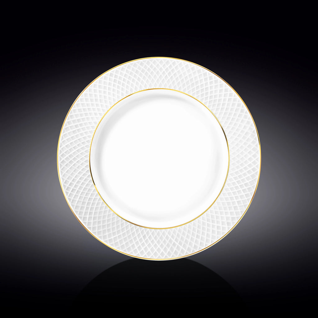 Wilmax Speiseteller 28 cm Weiß Porzellan mit Goldlinien WL-880102106/A