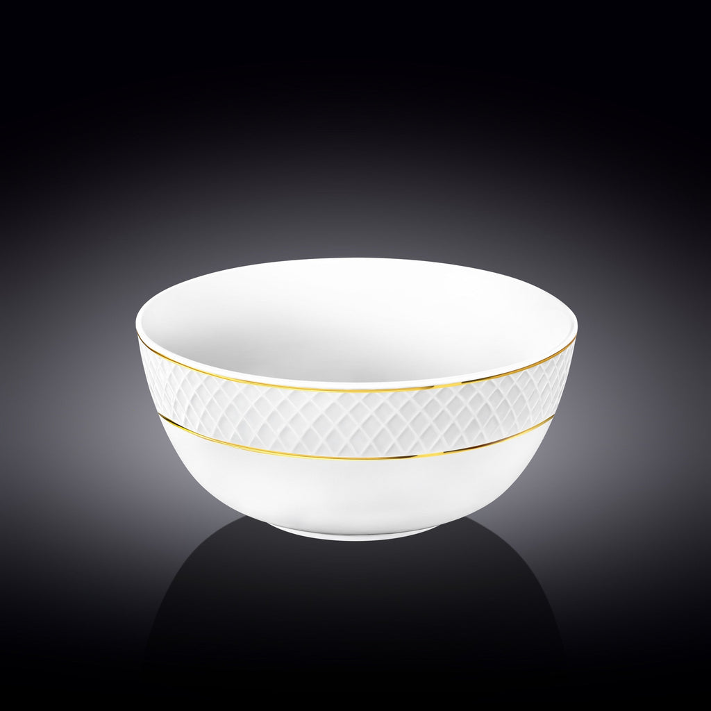 Wilmax Schale 930 ml 16 cm Weiß mit Goldrand aus Porzellan