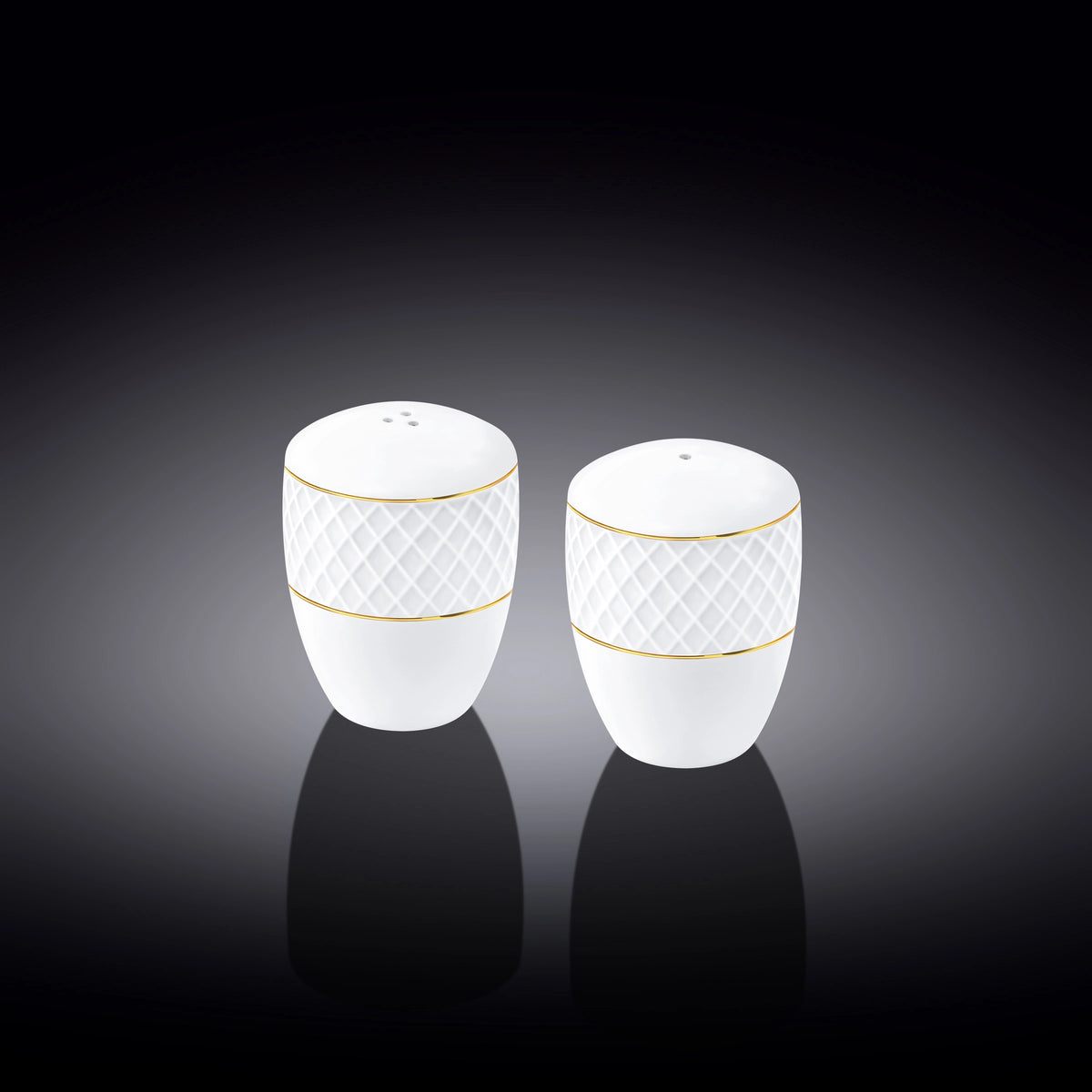 Wilmax Salz- & Pfefferstreuer Set mit Goldlinien – Weiß & Gold – WL-880102555/SP