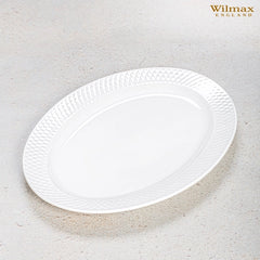 Wilmax WL-880103/1C Porzellan Ovale Platte, Weiss, 35cm Länge, 25cm Breite