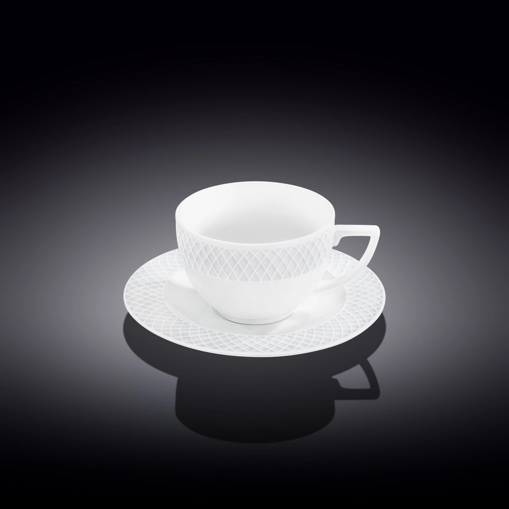 Wilmax Tasse mit Untertasse 240 ml Weiß Porzellan WL-880105/AB
