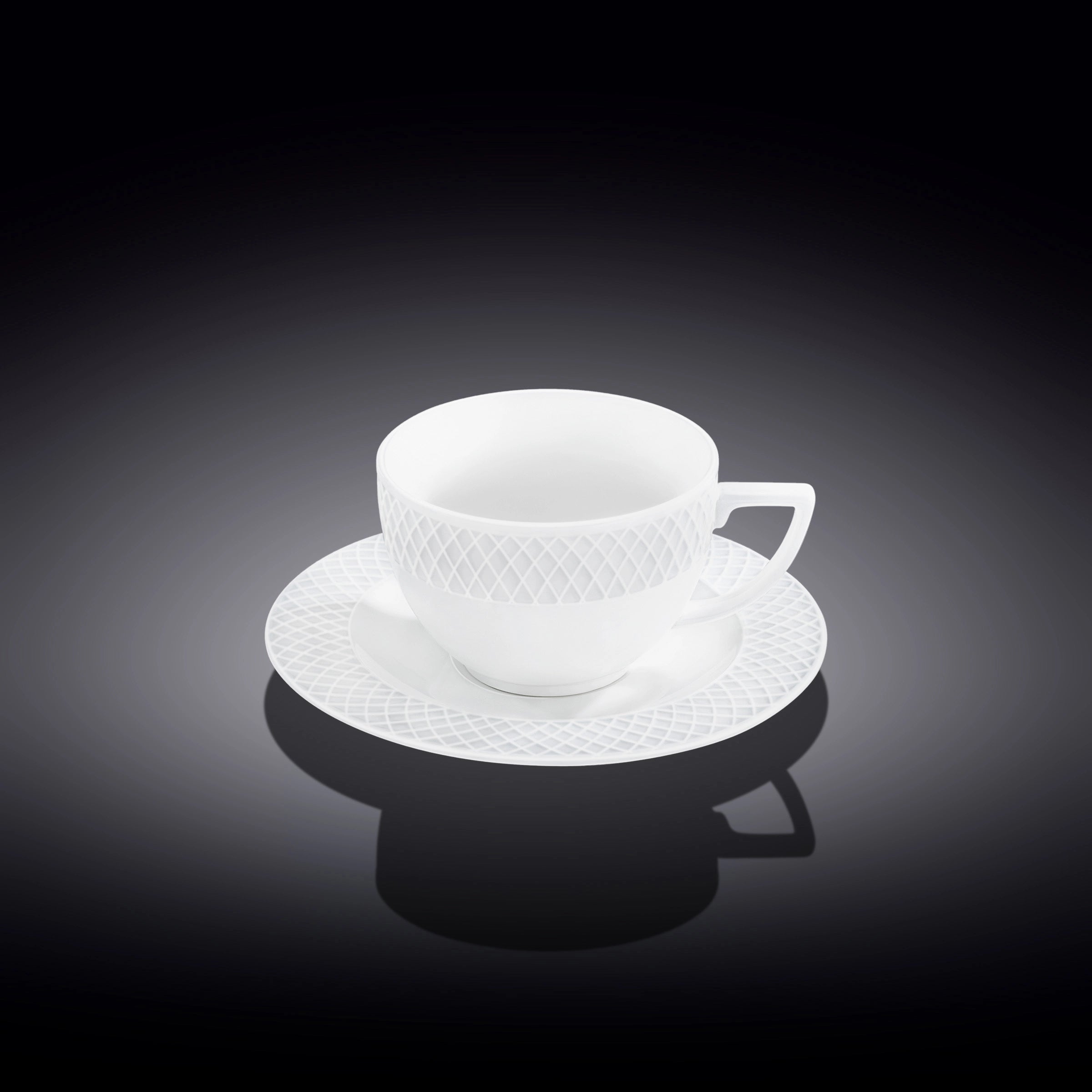 Wilmax Tasse mit Untertasse 240 ml Weiß Porzellan WL-880105/AB