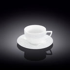 Wilmax Tasse mit Untertasse 240 ml 6er-Set Weiß aus Porzellan