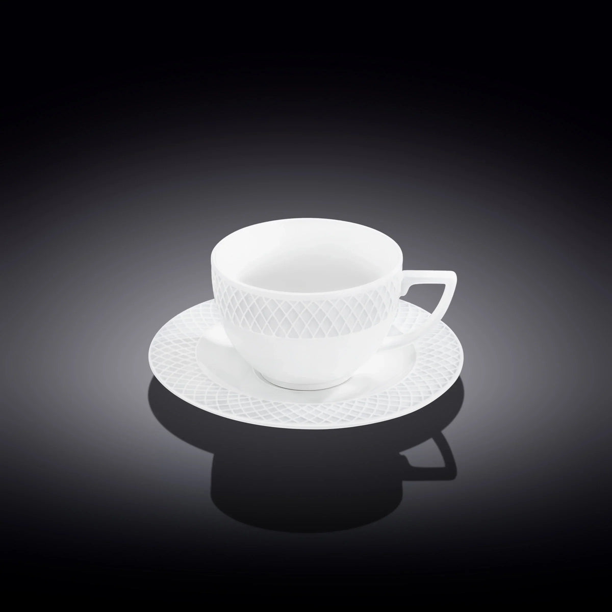 Wilmax Tasse mit Untertasse 240 ml 6er-Set Weiß aus Porzellan