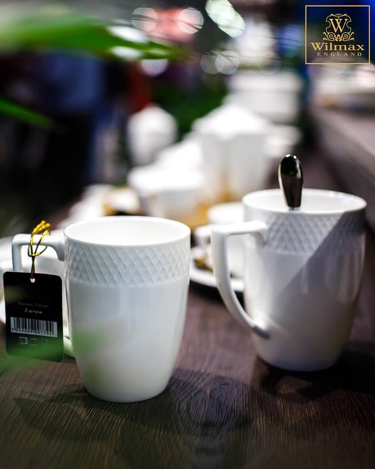 Wilmax Tasse 350 ml 2er-Set Weiß aus Porzellan