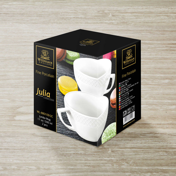 Wilmax Jumbotasse 500 ml 2er-Set Weiß aus Porzellan