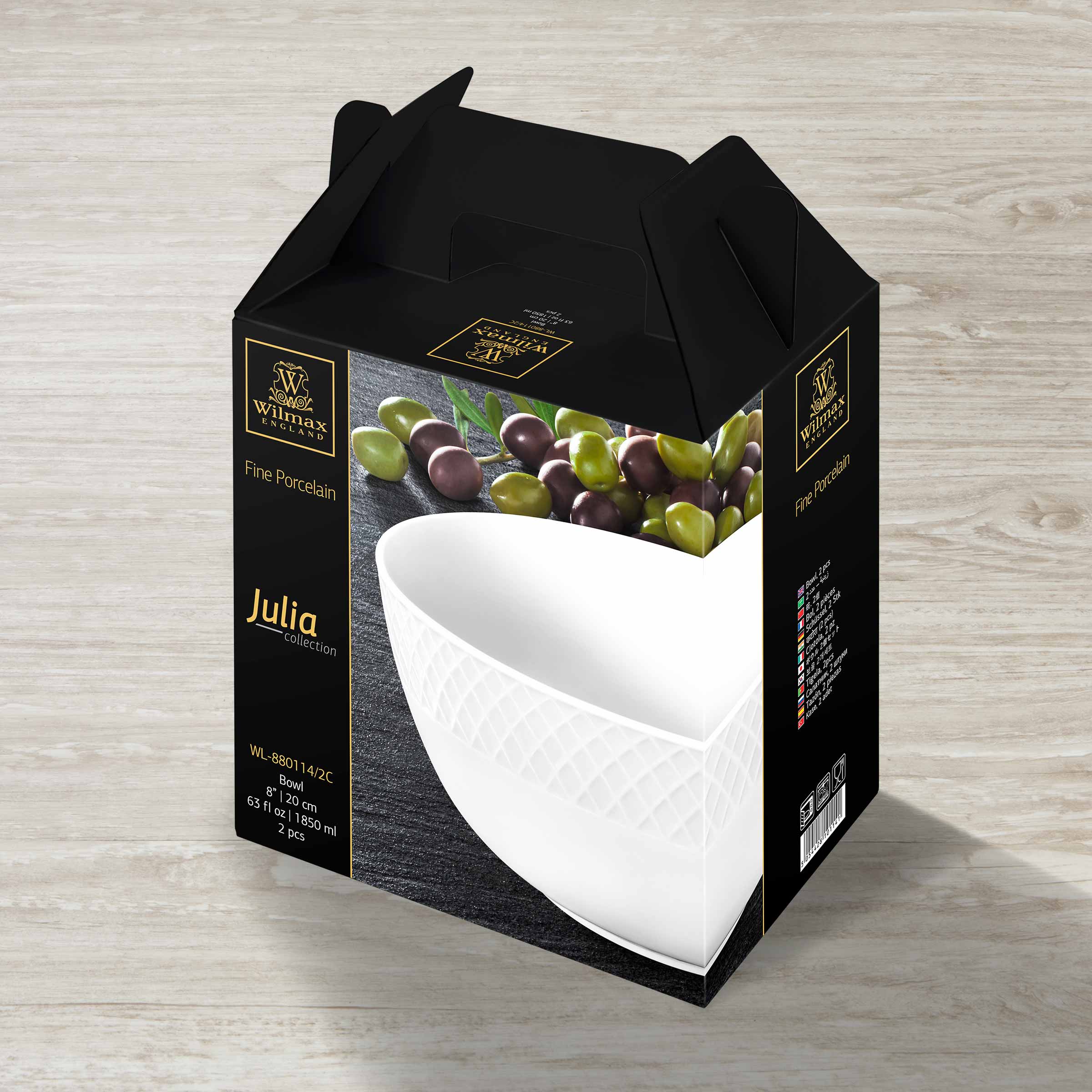 Wilmax Schale 20 cm 1850 ml 2er-Set Weiß aus Porzellan