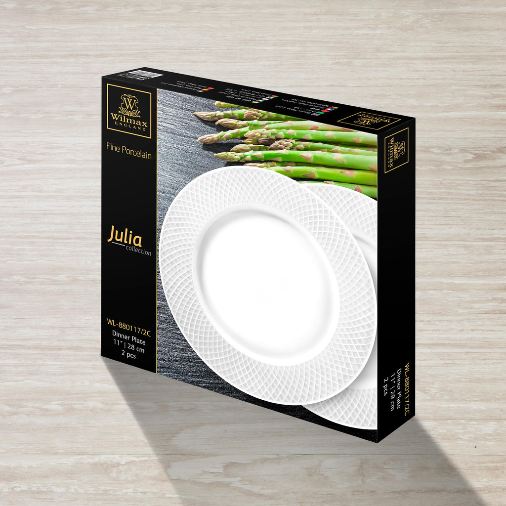 Wilmax Teller 28 cm 2er-Set Weiß aus Porzellan