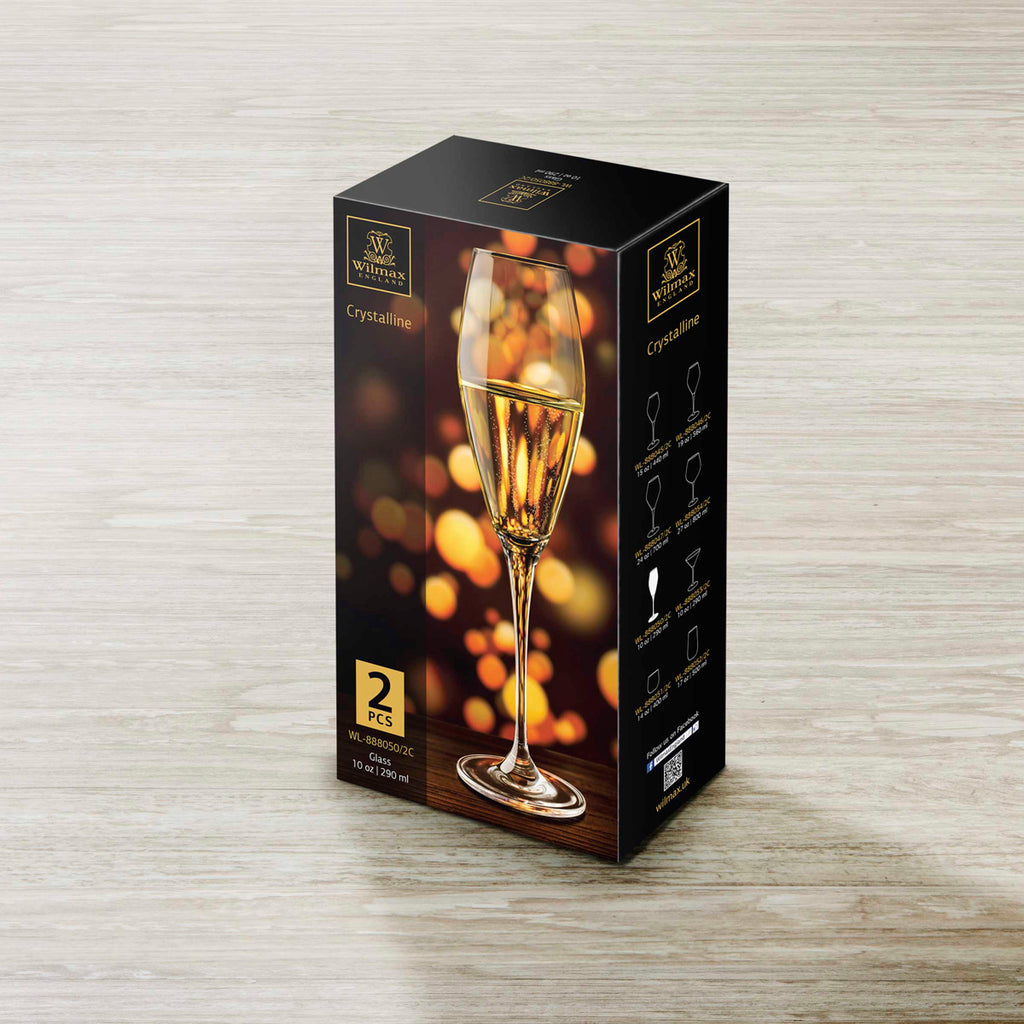Wilmax Champagnerflöte 290 ml 2er-Set Transparent aus Wilmax Crystalline-Serie