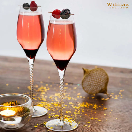 Wilmax Champagnerflöte 300 ml 2er-Set Transparent aus Wilmax Crystalline-Serie