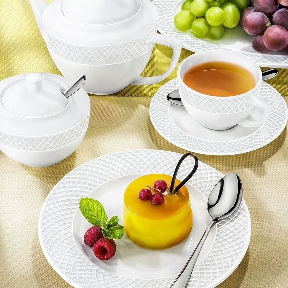 Wilmax Tasse mit Untertasse 90 ml 6er-Set Weiß aus Porzellan