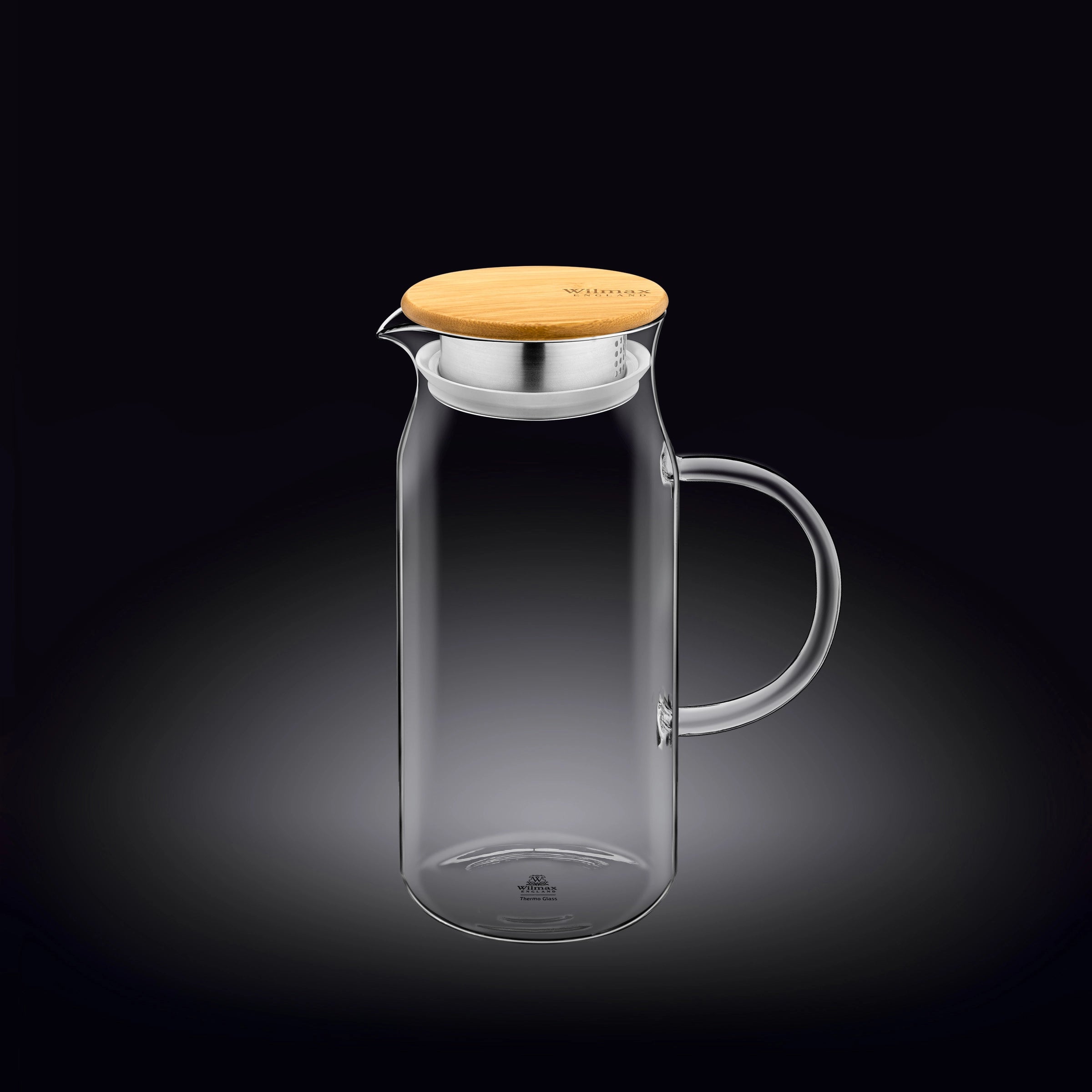 Wilmax Karaffe 1000 ml Thermoglas mit Bambusdeckel Transparent WL-888207/A