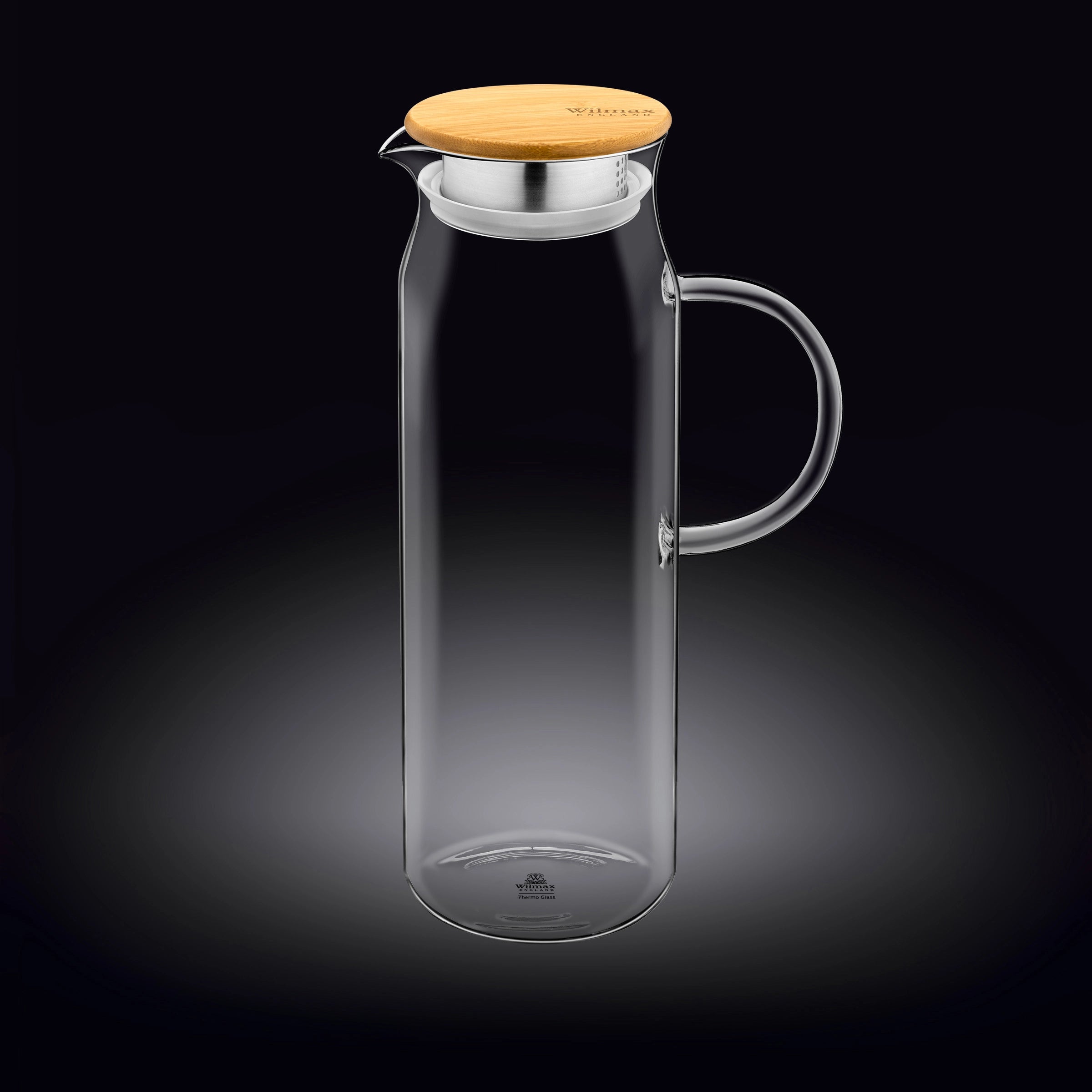 Wilmax Krug 1500 ml Thermoglas mit Bambusdeckel Transparent WL-888208/A