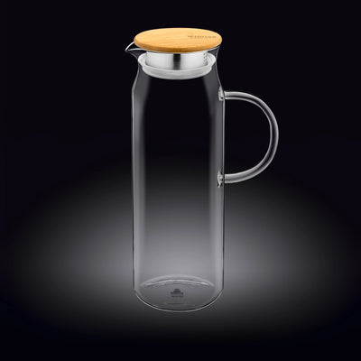 Wilmax Krug 1500 ml Thermoglas mit Bambusdeckel Transparent WL-888208/A