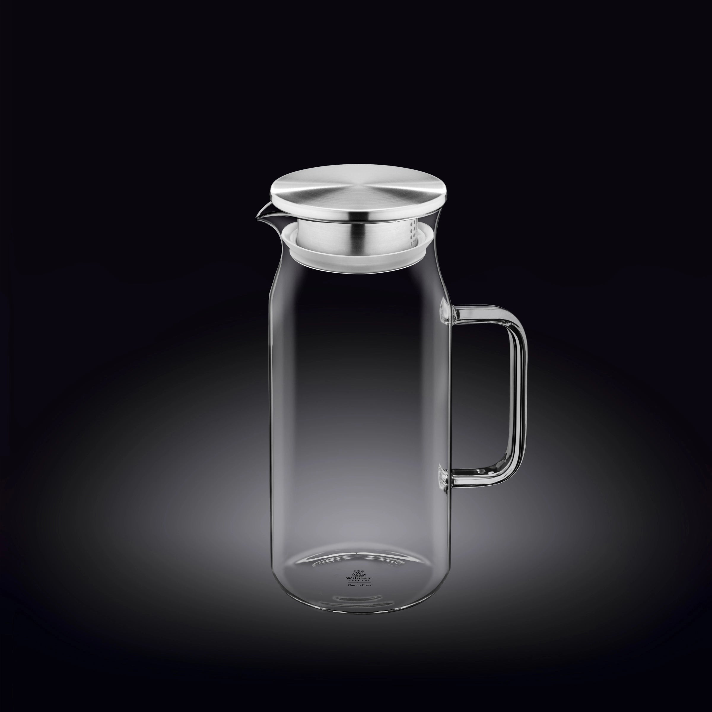 Wilmax Krug 1000 ml Thermoglas mit Edelstahl Deckel Transparent WL-888209/A