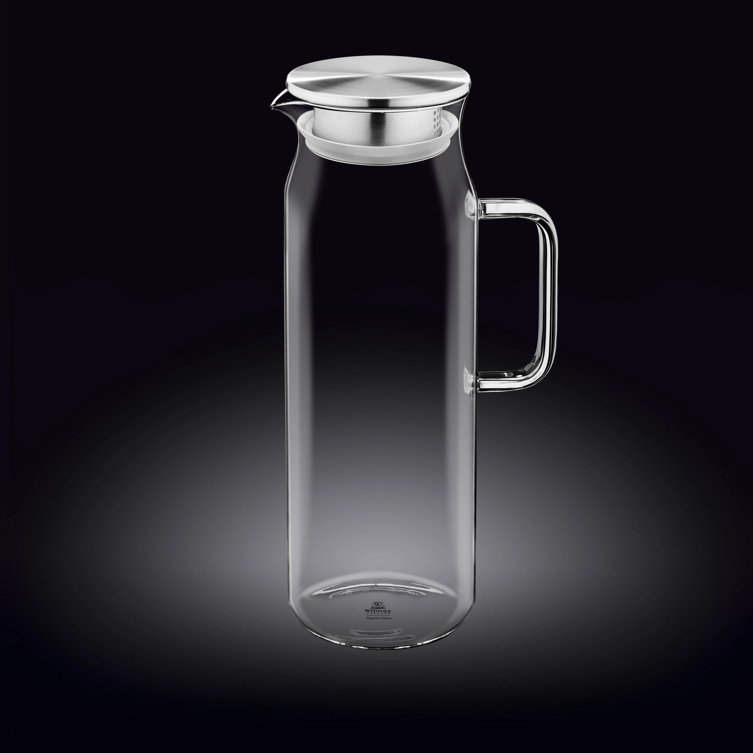 Wilmax Krug 1500 ml Thermoglas mit Edelstahl Deckel Transparent WL-888210/A