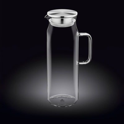 Wilmax Krug 1500 ml Thermoglas mit Edelstahl Deckel Transparent WL-888210/A