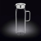 Wilmax Krug 1500 ml mit Edelstahldeckel und Filter Transparent aus Thermoglas