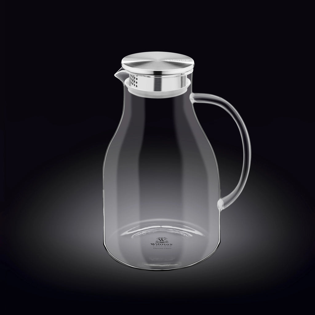 Wilmax Karaffe 2500 ml Thermoglas mit Edelstahl Deckel Transparent WL-888211/A
