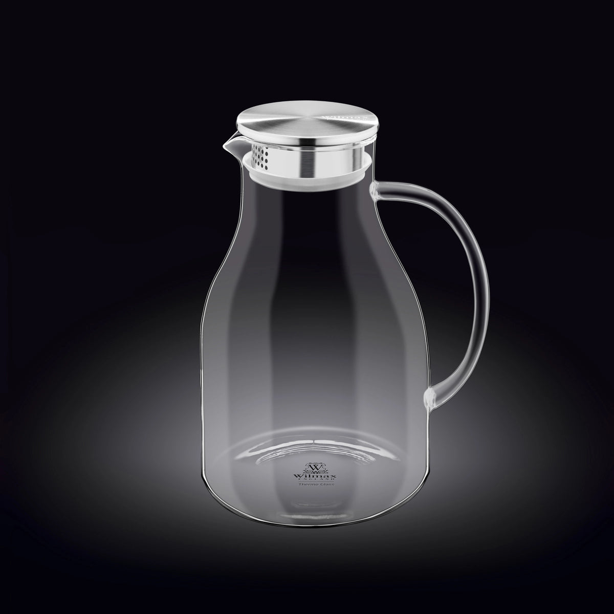 Wilmax Karaffe aus Borosilikat Glas, 2500 ml, Edelstahl-Deckel WL-888211/A