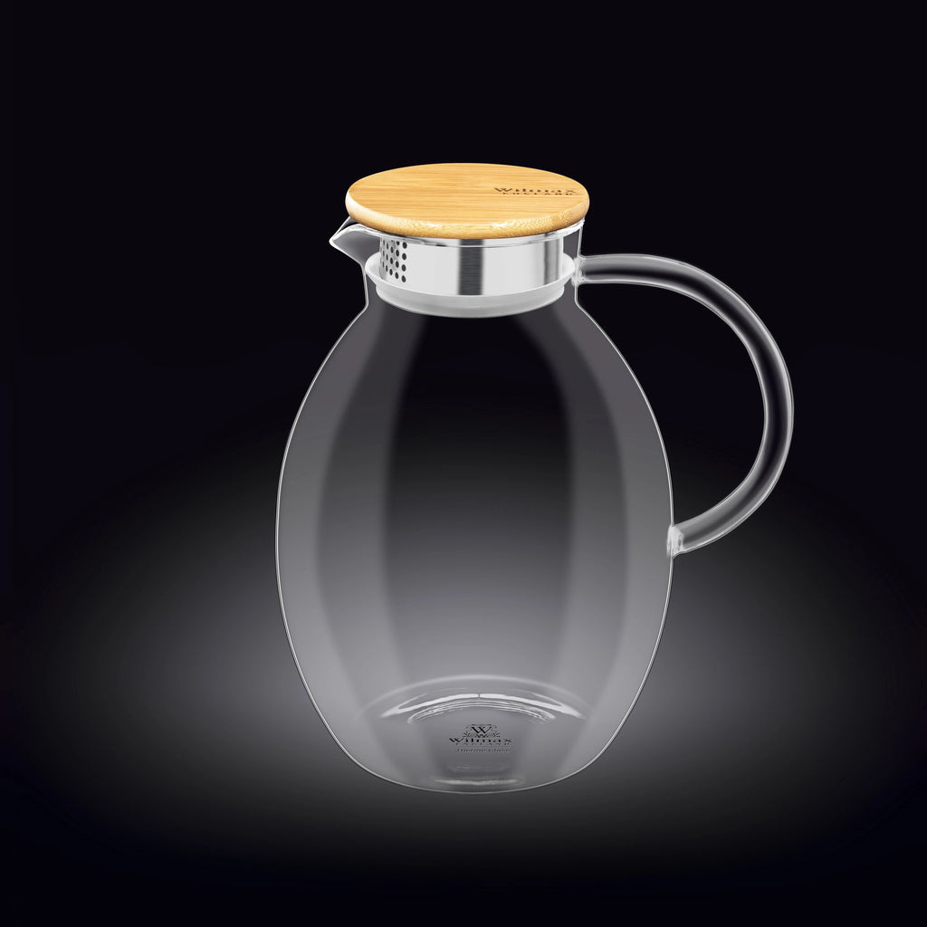 Wilmax Karaffe 2400 ml Thermoglas mit Bambusdeckel Transparent WL-888212/A