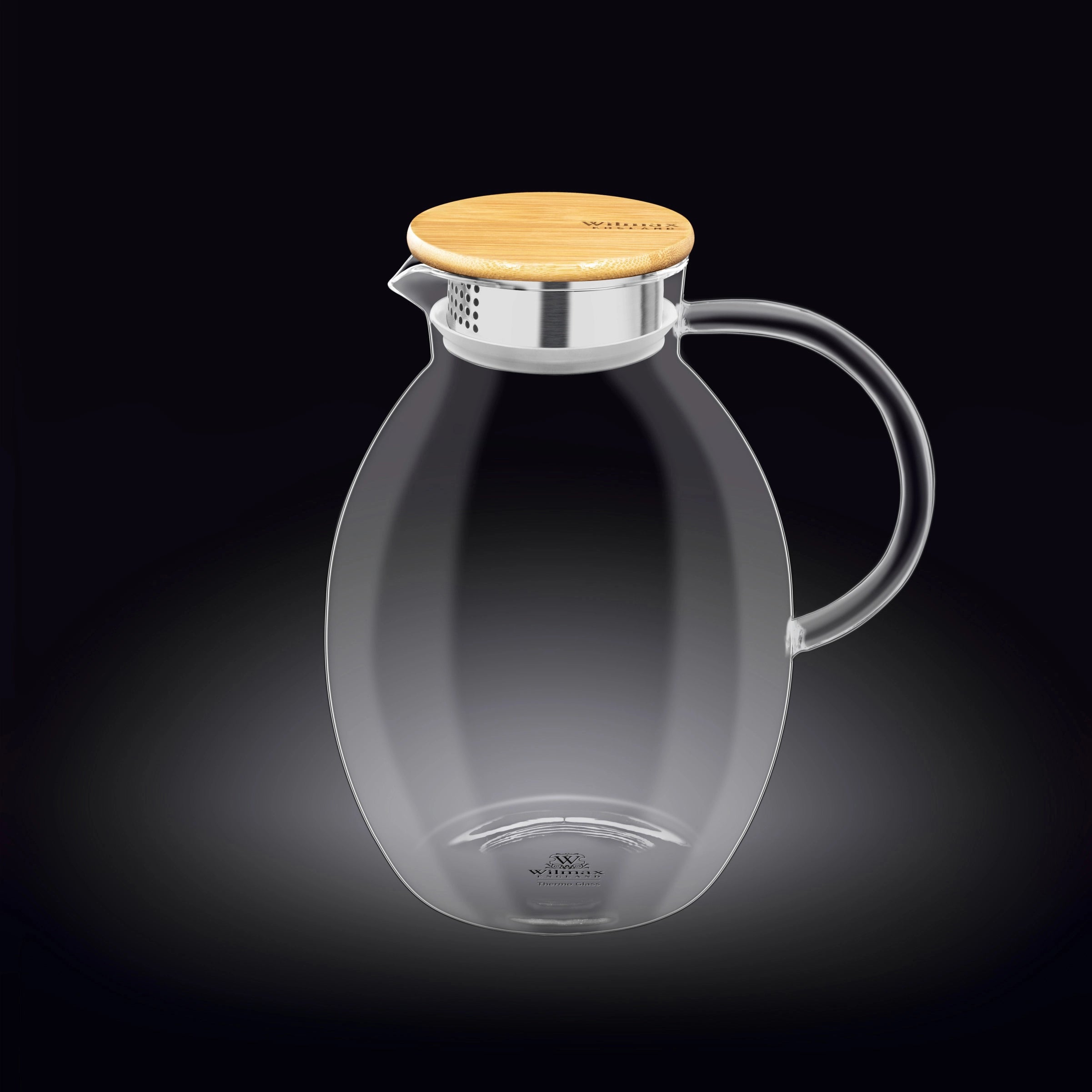 Wilmax Karaffe 2400 ml Thermoglas mit Bambusdeckel Transparent WL-888212/A