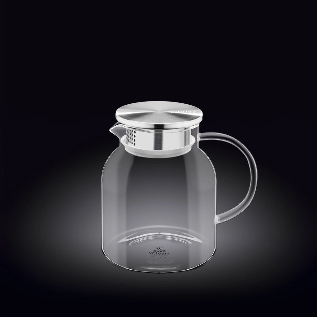 Wilmax Karaffe 1000 ml Thermoglas mit Edelstahl Deckel Transparent WL-888213/A