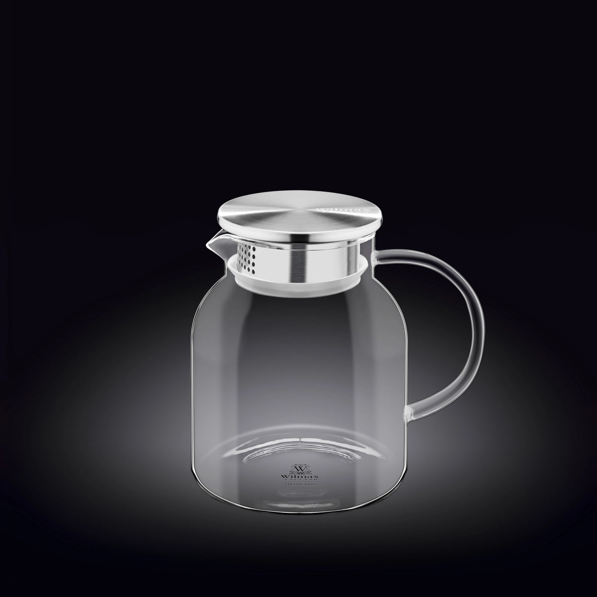 Wilmax Borosilikat Glas Karaffe mit Edelstahl-Deckel 1000 ml – WL-888213/A