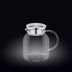 Wilmax Krug 1000 ml mit Edelstahldeckel und Filter Transparent aus Thermoglas