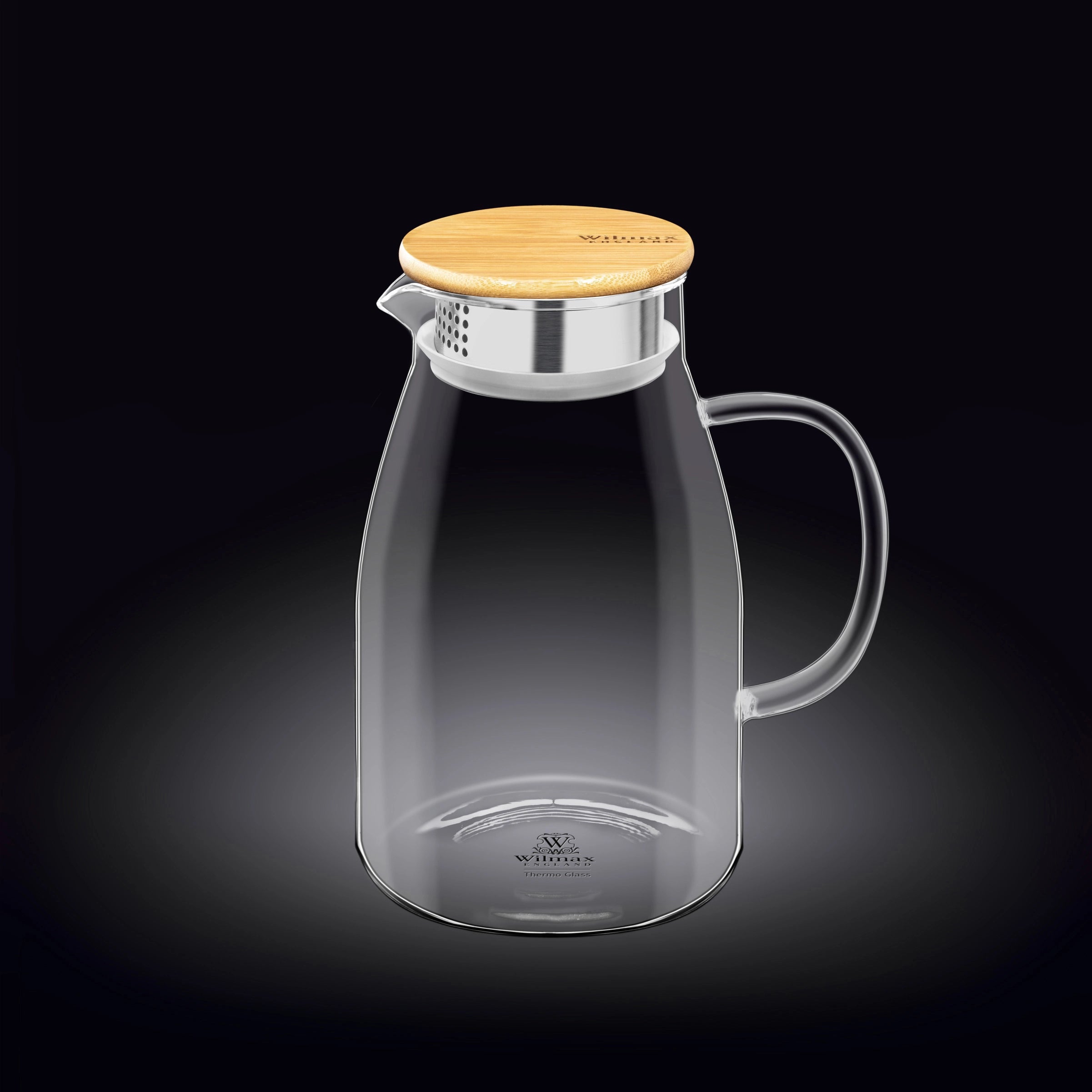 Wilmax Karaffe 1900 ml Thermoglas mit Bambusdeckel Transparent WL-888216/A