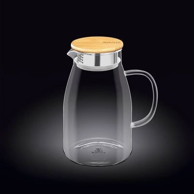 Wilmax Karaffe 1900 ml Thermoglas mit Bambusdeckel Transparent WL-888216/A