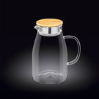 Wilmax Krug 1900 ml mit Bambusdeckel Transparent aus Thermoglas